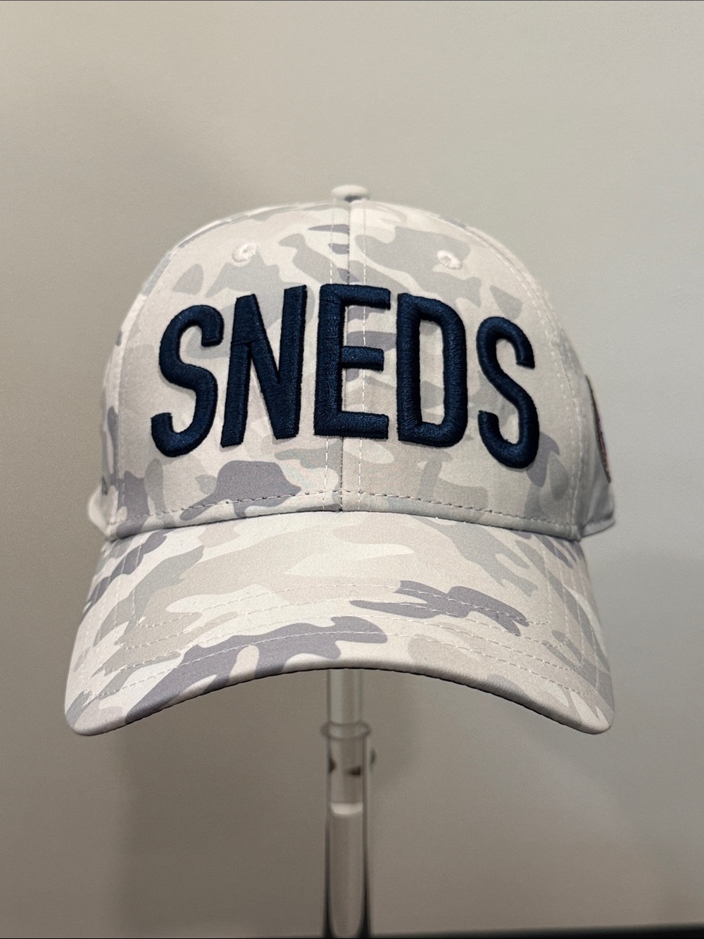 Men's "SNEDS" Tour Golf Hat White/Grey Camo with Navy Logo Size OS